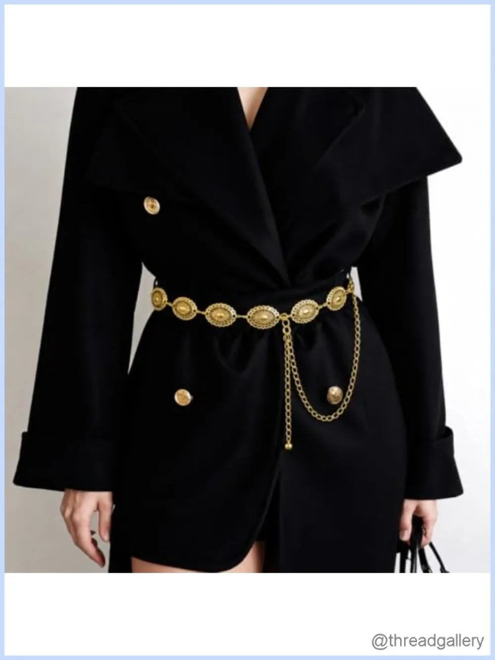 Metal Chain Belt Oval Concho Western Boho Adjustable Waist for Dresses